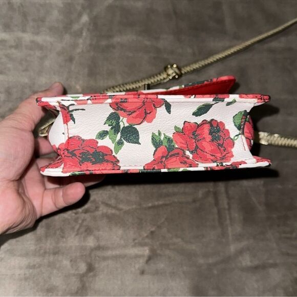 DISNEY Beauty & The Beast Rose Floral Gold Tone Faux Leather Mini Crossbody Bag - Picture 10 of 10